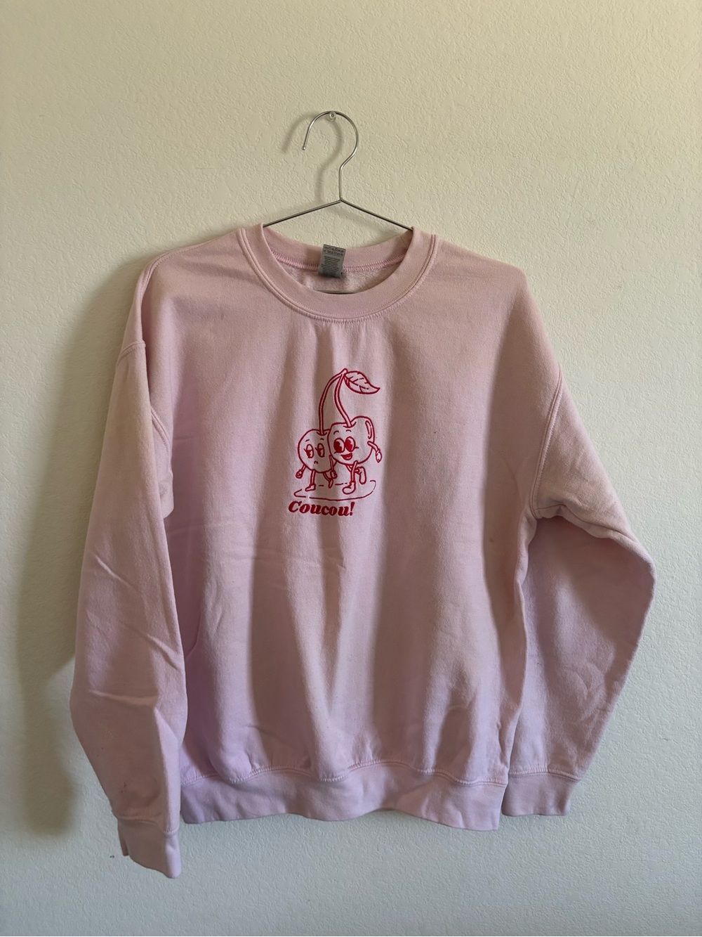 Pink Graphic Crewneck Sweatshirt - Coucou! Cherry Design